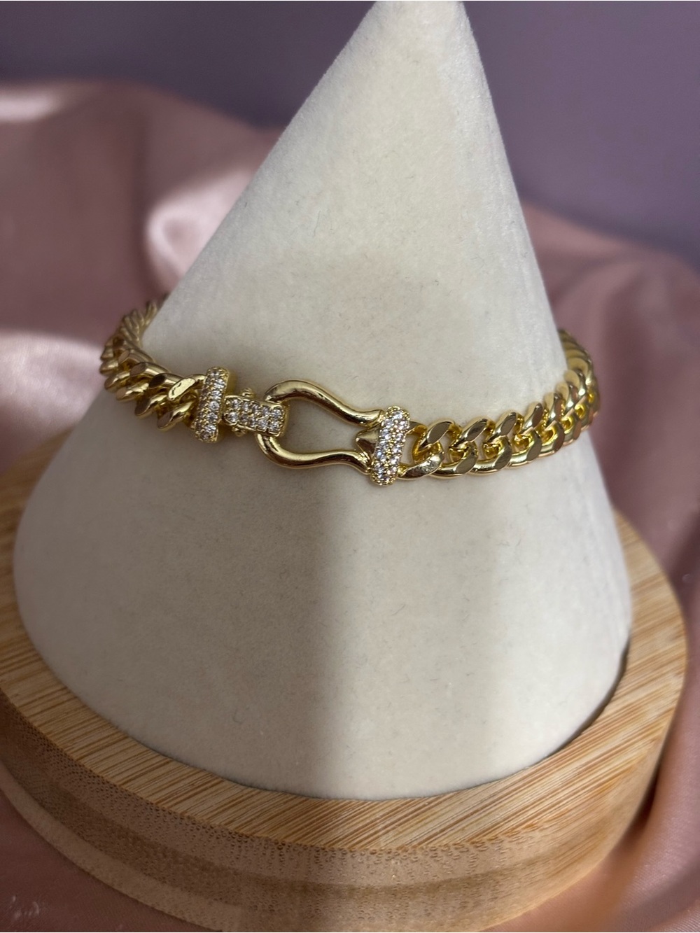 Gold Pavé Link Cuban Chain Bracelet
